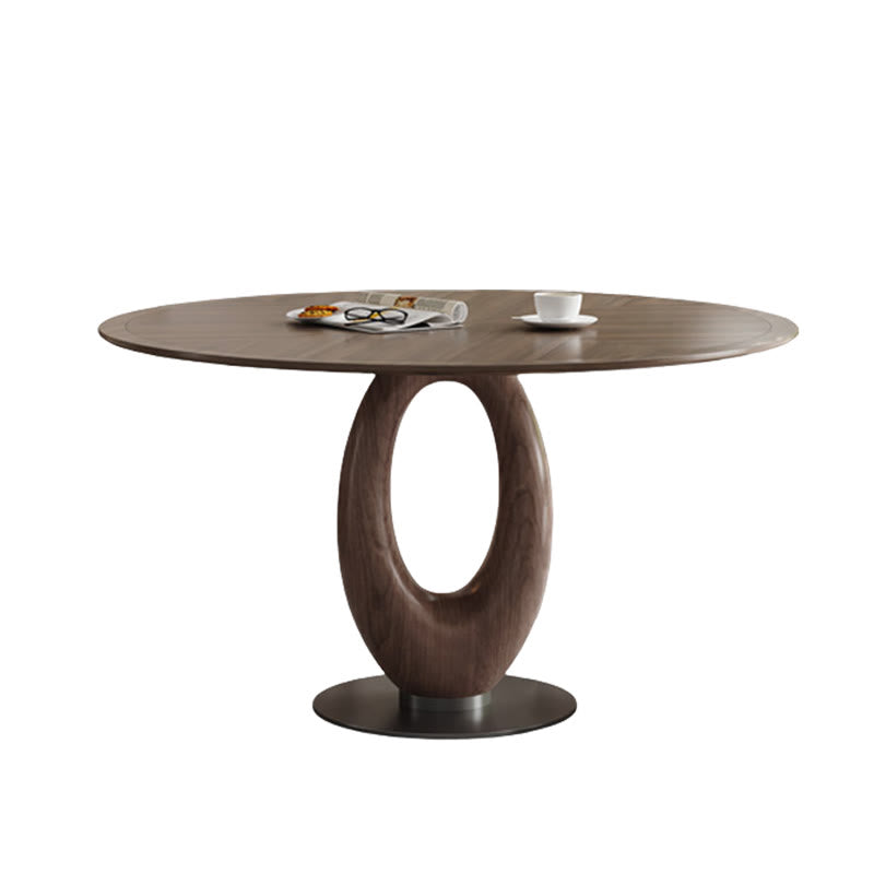 Elegant Walnut Oval Dining Table With Solid Wood Base