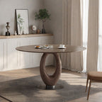 Elegant Walnut Oval Dining Table With Solid Wood Base - image 5