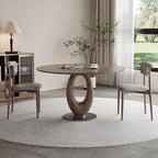 Elegant Walnut Oval Dining Table With Solid Wood Base - image 4