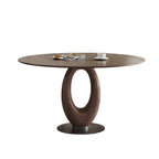 Elegant Walnut Oval Dining Table With Solid Wood Base - image 1