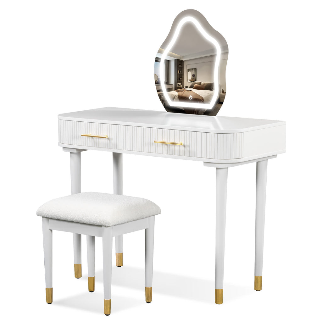 Modern Vanity Drawers Table Stool Set