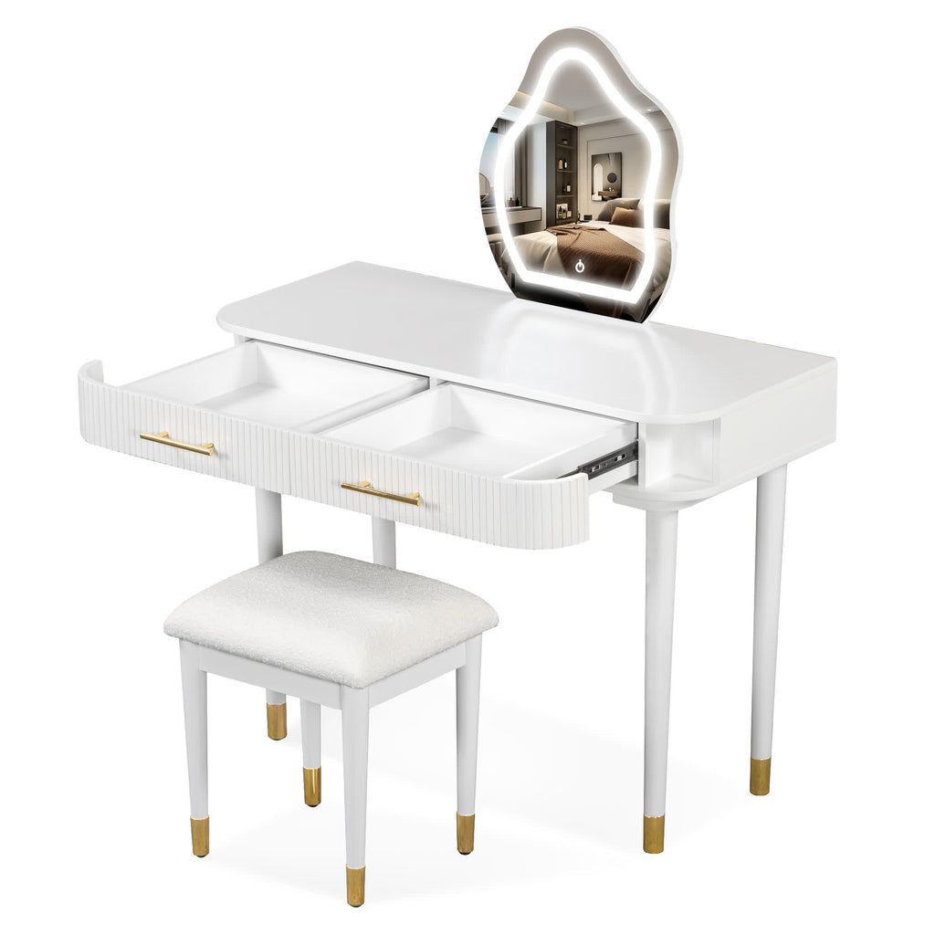 Modern Vanity Drawers Table Stool Set