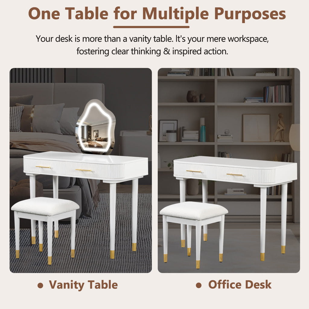 Modern Vanity Drawers Table Stool Set