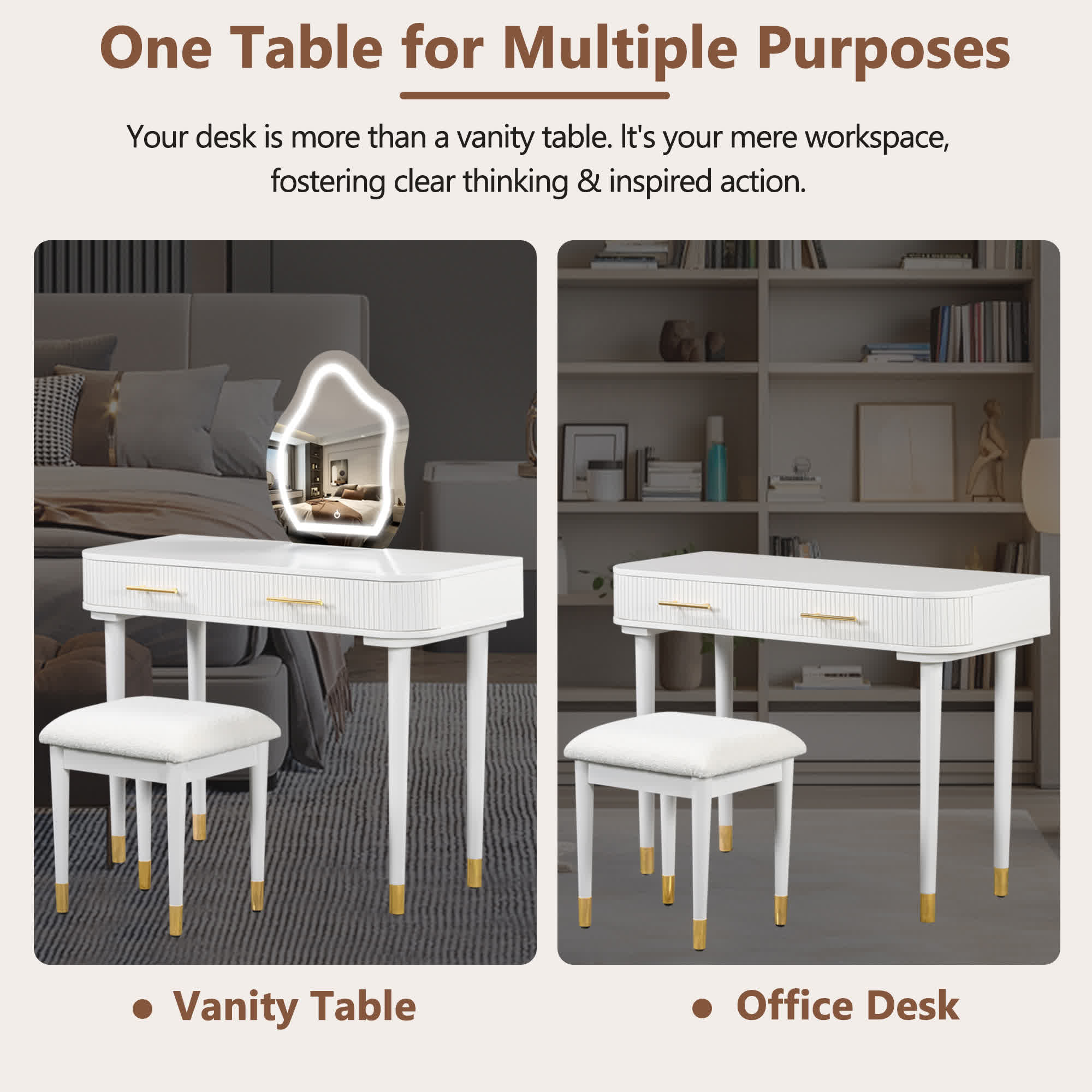 Modern Vanity Drawers Table Stool Set  - image 4