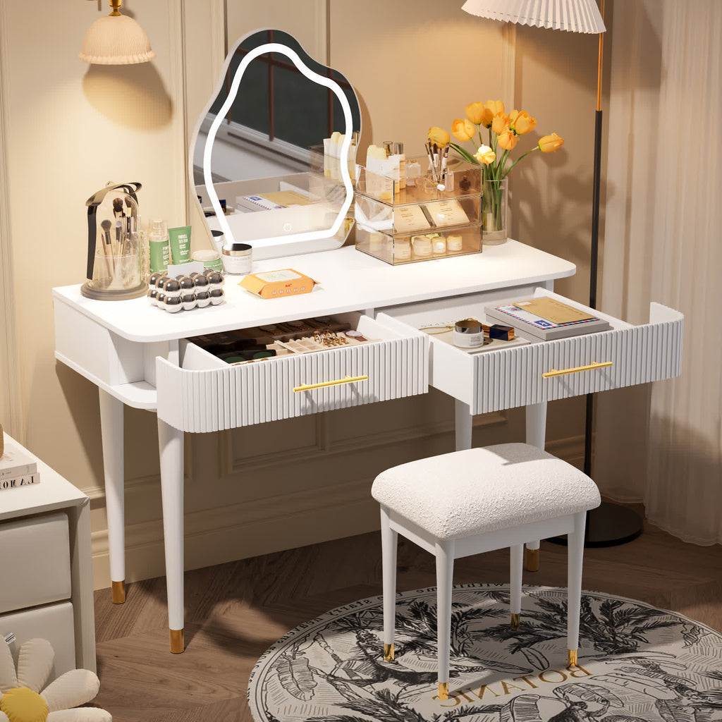 Modern Vanity Drawers Table Stool Set