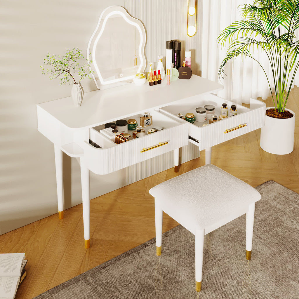 Modern Vanity Drawers Table Stool Set