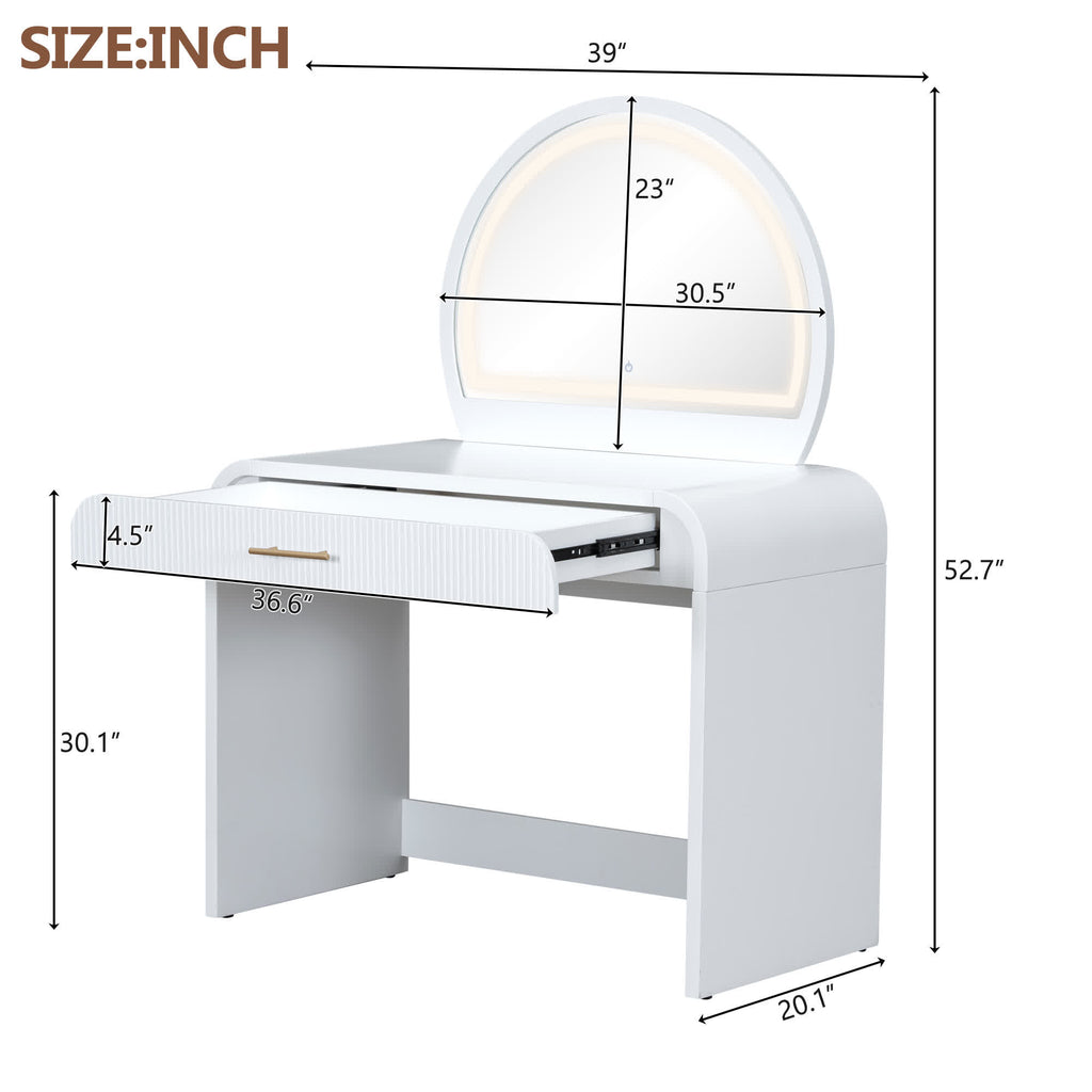 Makeup Vanity Table with Mirror Touch Screen Lighted Mirror
