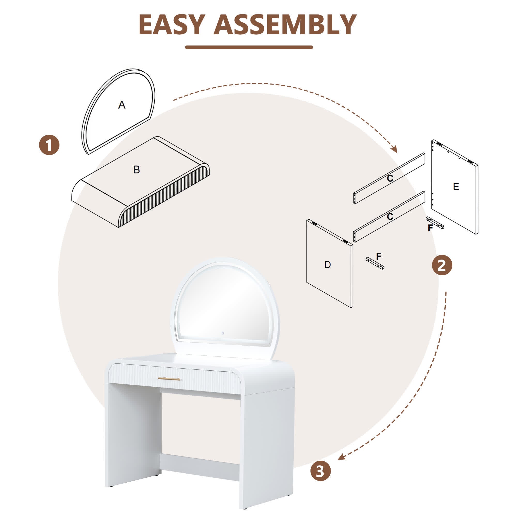 Makeup Vanity Table with Mirror Touch Screen Lighted Mirror