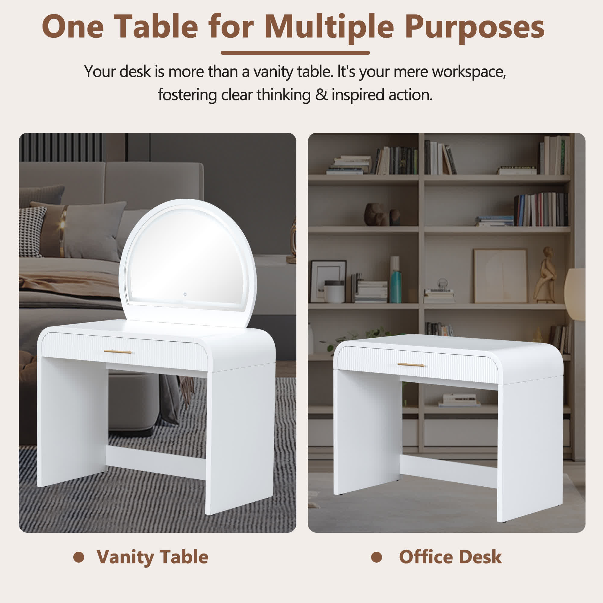 Makeup Vanity Table with Mirror Touch Screen Lighted Mirror - image 4