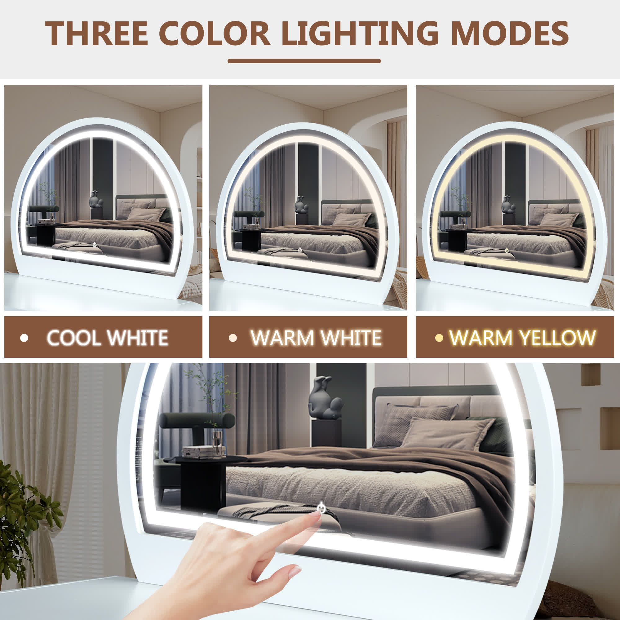 Makeup Vanity Table with Mirror Touch Screen Lighted Mirror