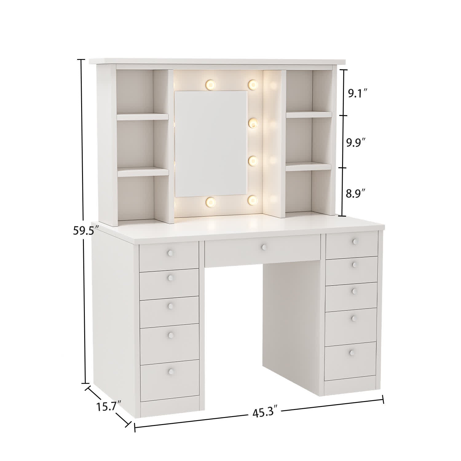Vanity Desk with LED Lighted Mirror - image 6