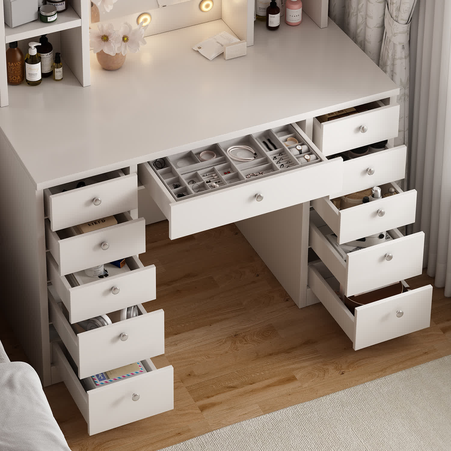 Vanity Desk with LED Lighted Mirror - image 3