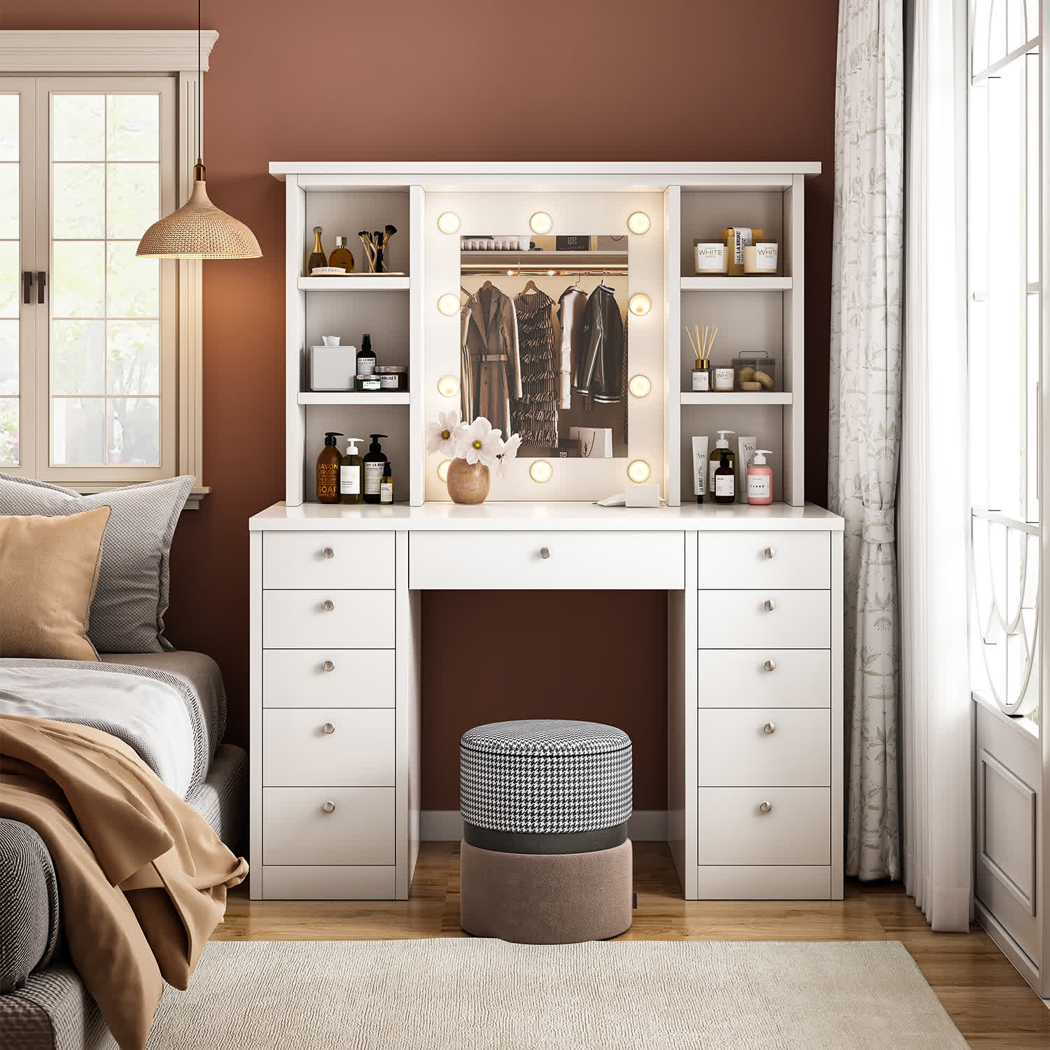 Vanity Desk with LED Lighted Mirror - image 2