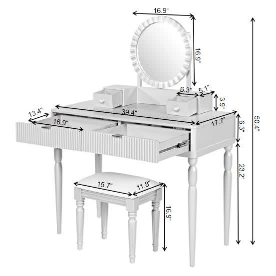 Luxury Height-Adjustable Vanity Desk Stool Set