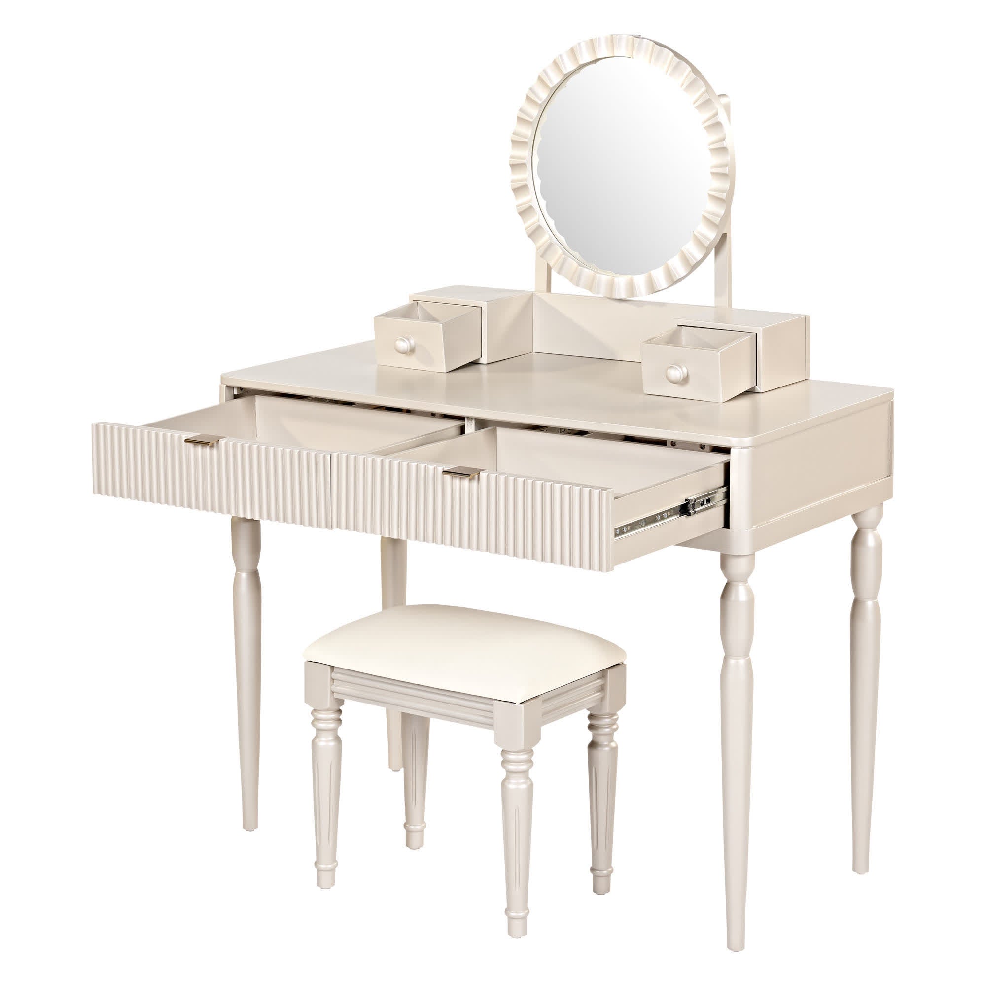 Luxury Height-Adjustable Vanity Desk Stool Set
