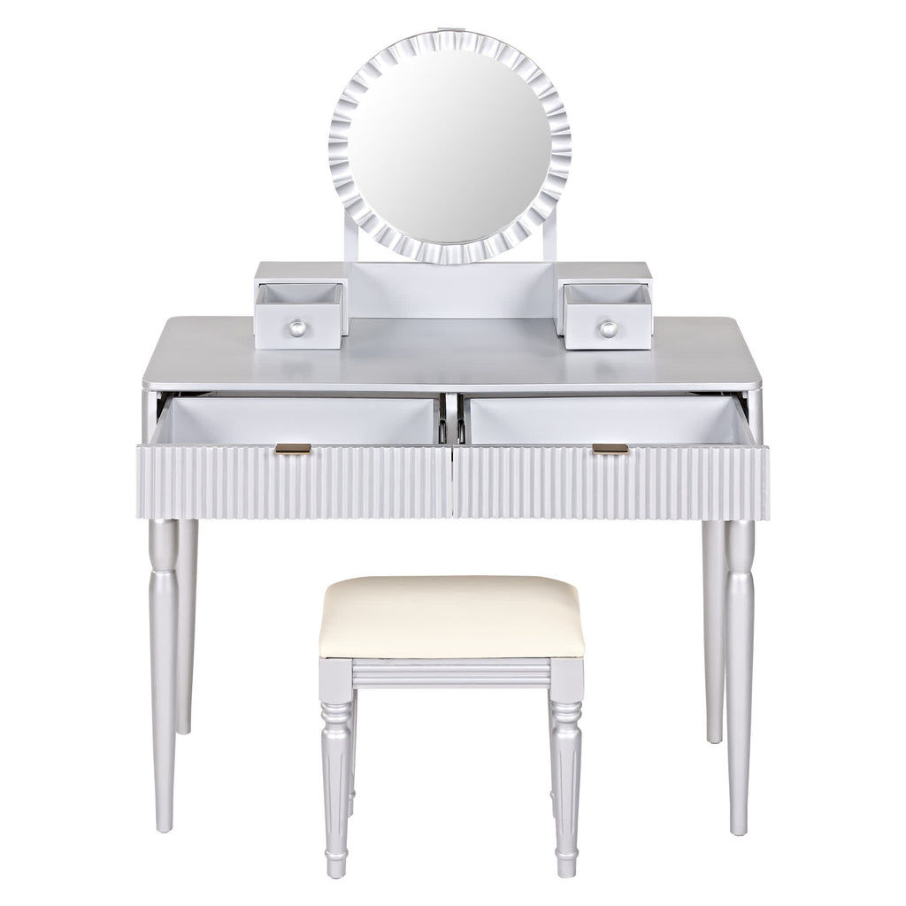 Luxury Height-Adjustable Vanity Desk Stool Set - image 18