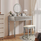 Luxury Height-Adjustable Vanity Desk Stool Set - Silver - 39.40"L x 17.70"W x 29.90”H - image 13