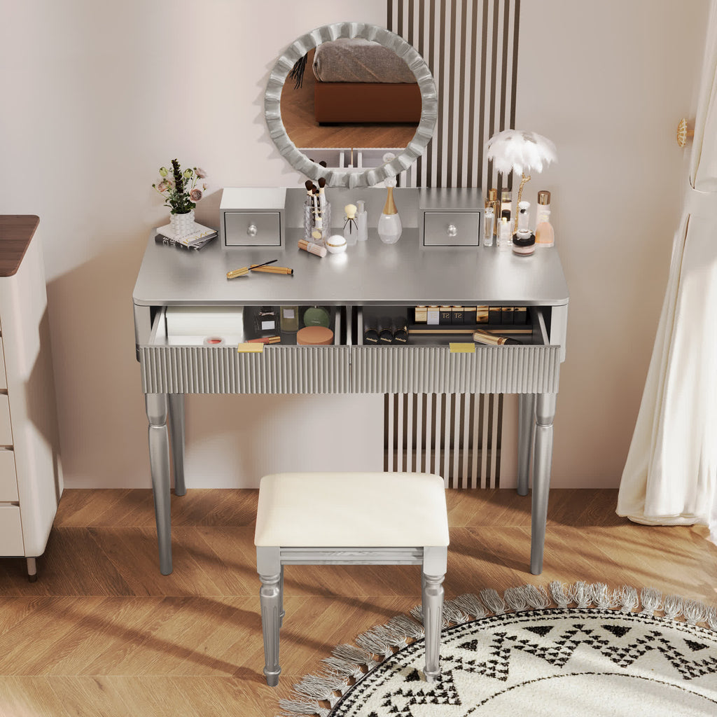 Luxury Height-Adjustable Vanity Desk Stool Set