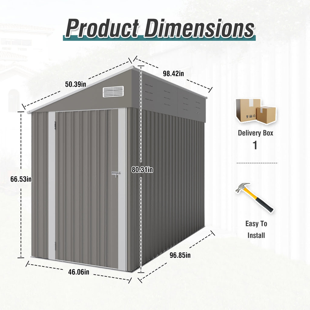 Storage Shed with Single Hinge Door