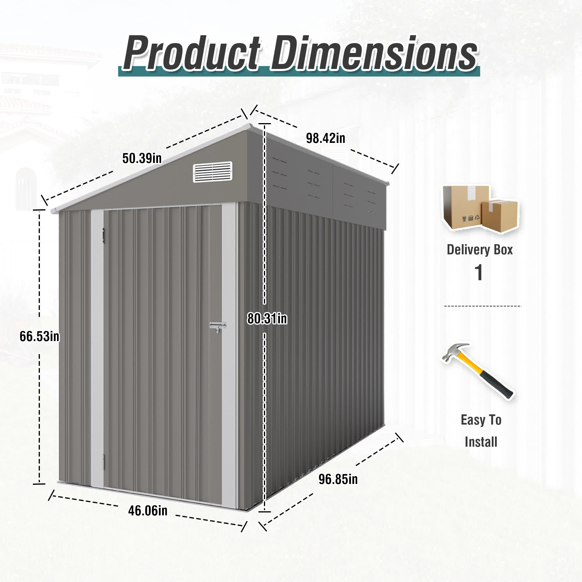 Storage Shed with Single Hinge Door