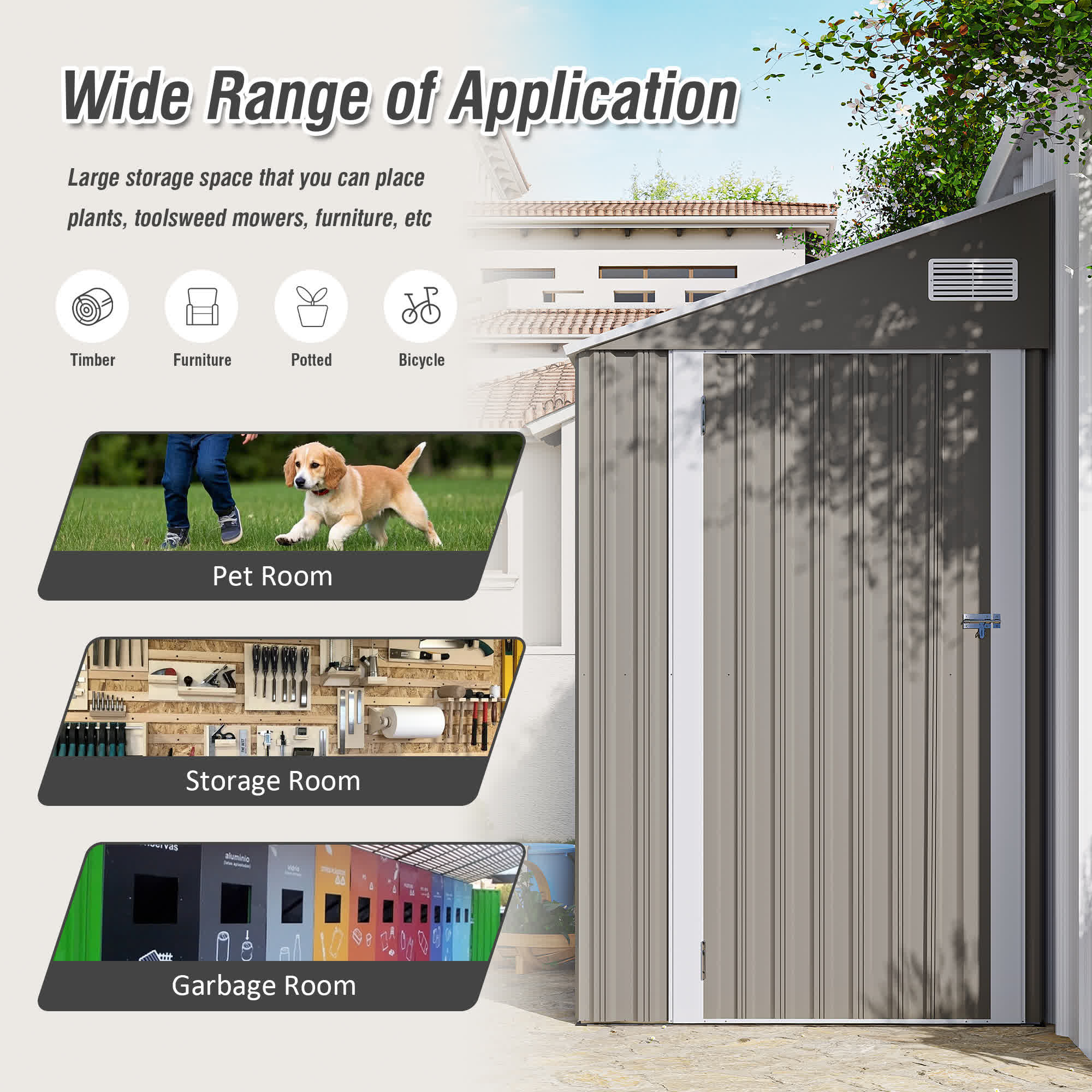 Storage Shed with Single Hinge Door