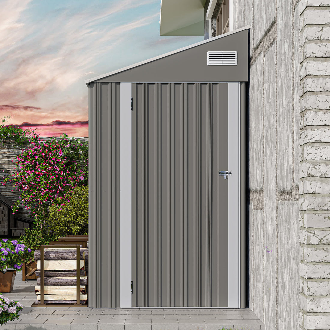 Iffhome Storage Shed with Single Hinge Door