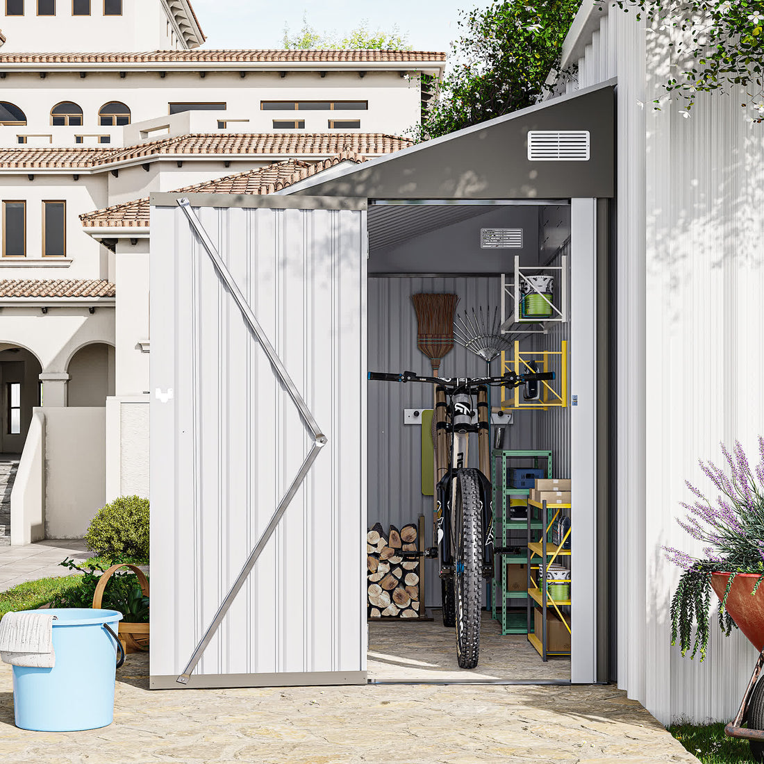 Iffhome Storage Shed with Single Hinge Door