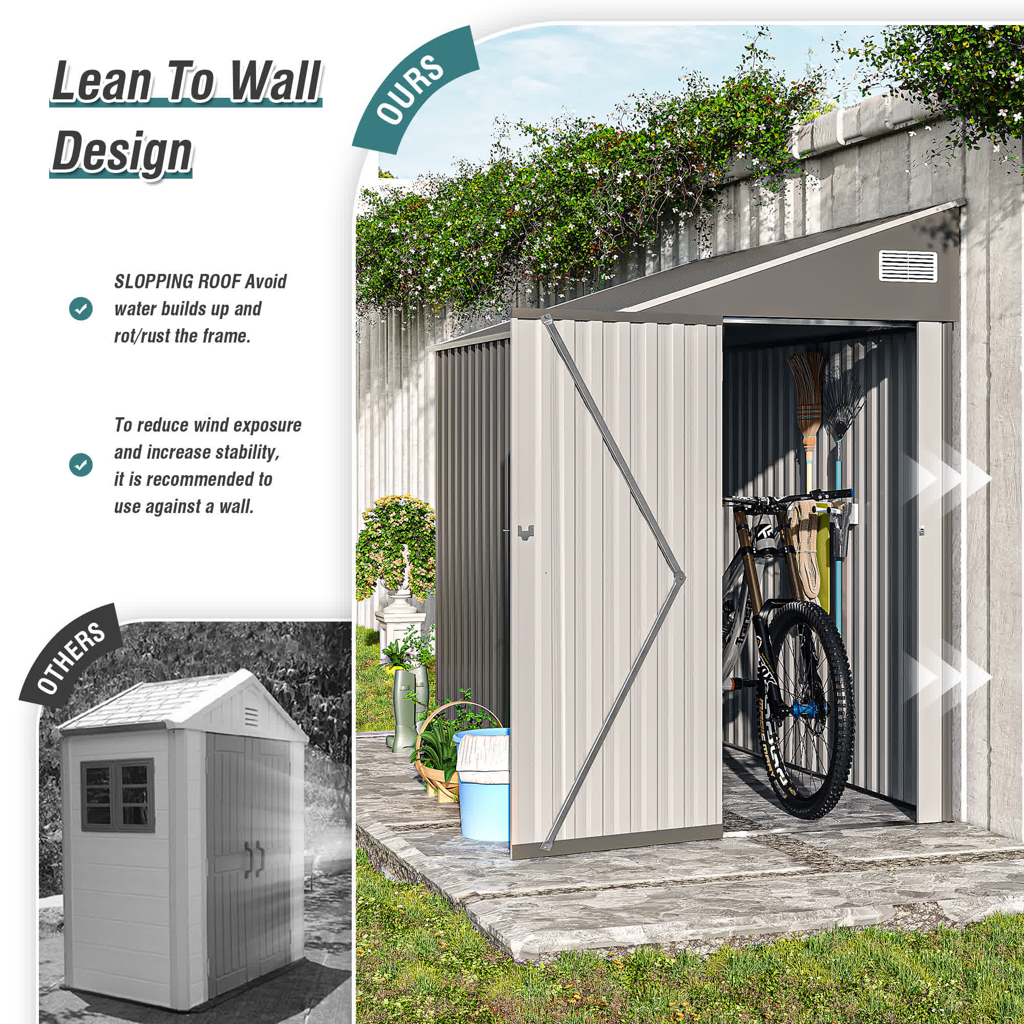 Storage Shed with Single Hinge Door