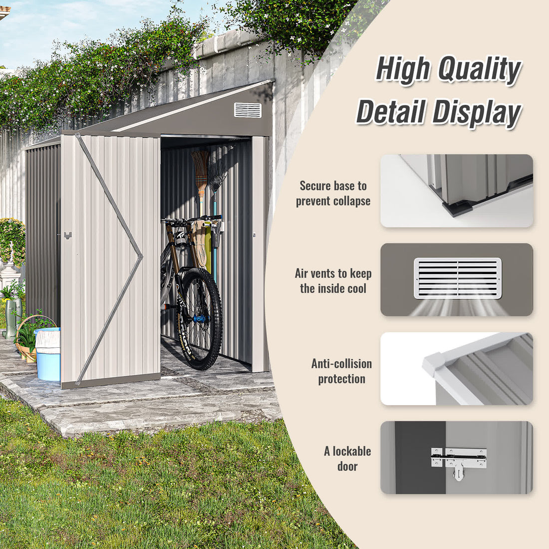 Iffhome Storage Shed with Single Hinge Door