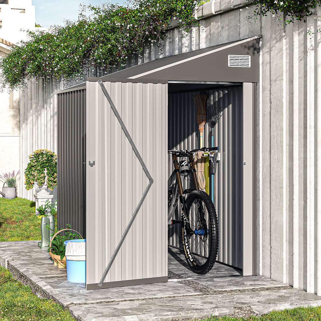 Iffhome Storage Shed with Single Hinge Door