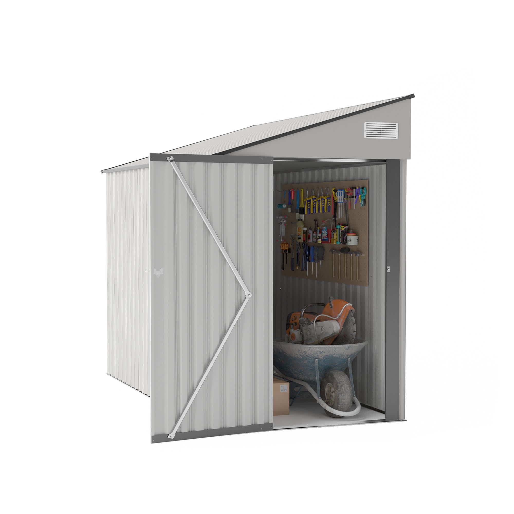 Storage Shed with Single Hinge Door