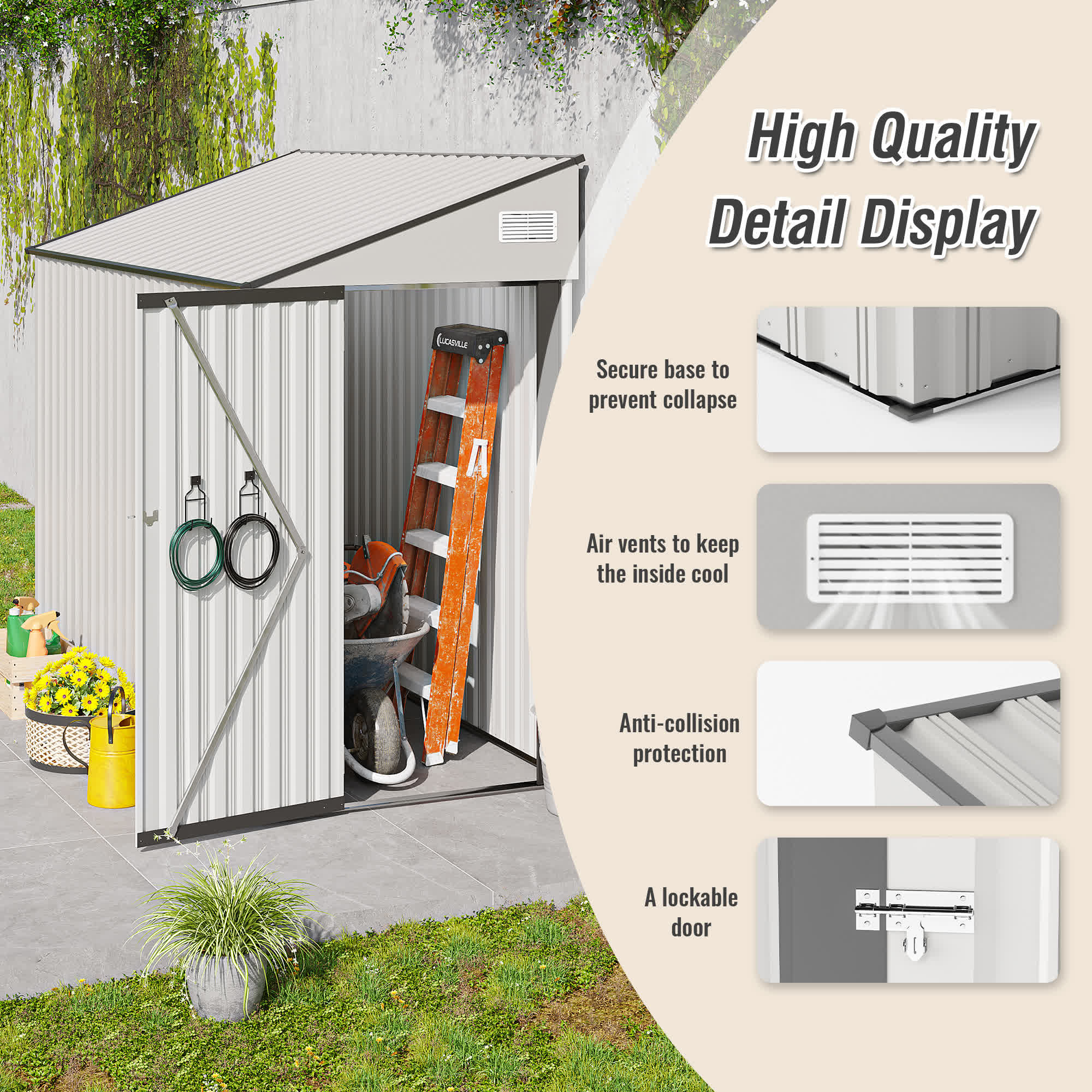 Storage Shed with Single Hinge Door