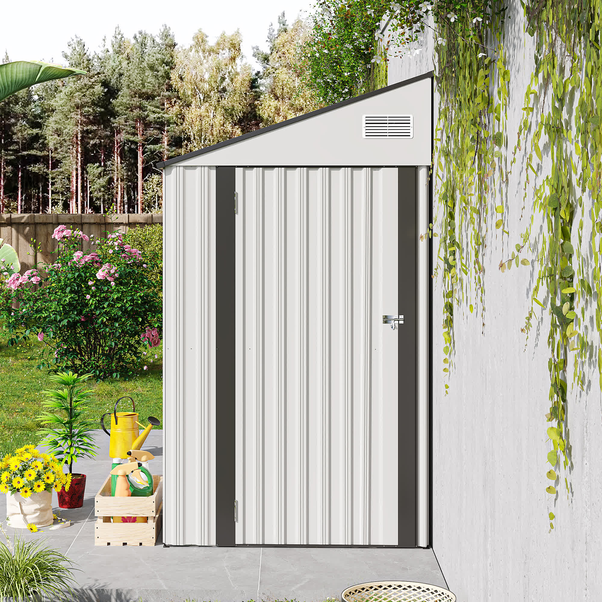 Storage Shed with Single Hinge Door - White - 46.06"W x 98.42"D x  80.31”H - image 18