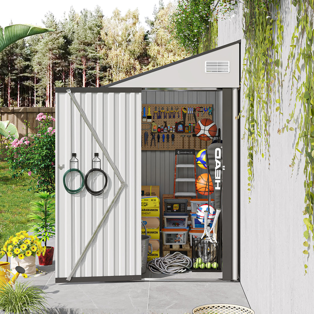 Iffhome Storage Shed with Single Hinge Door