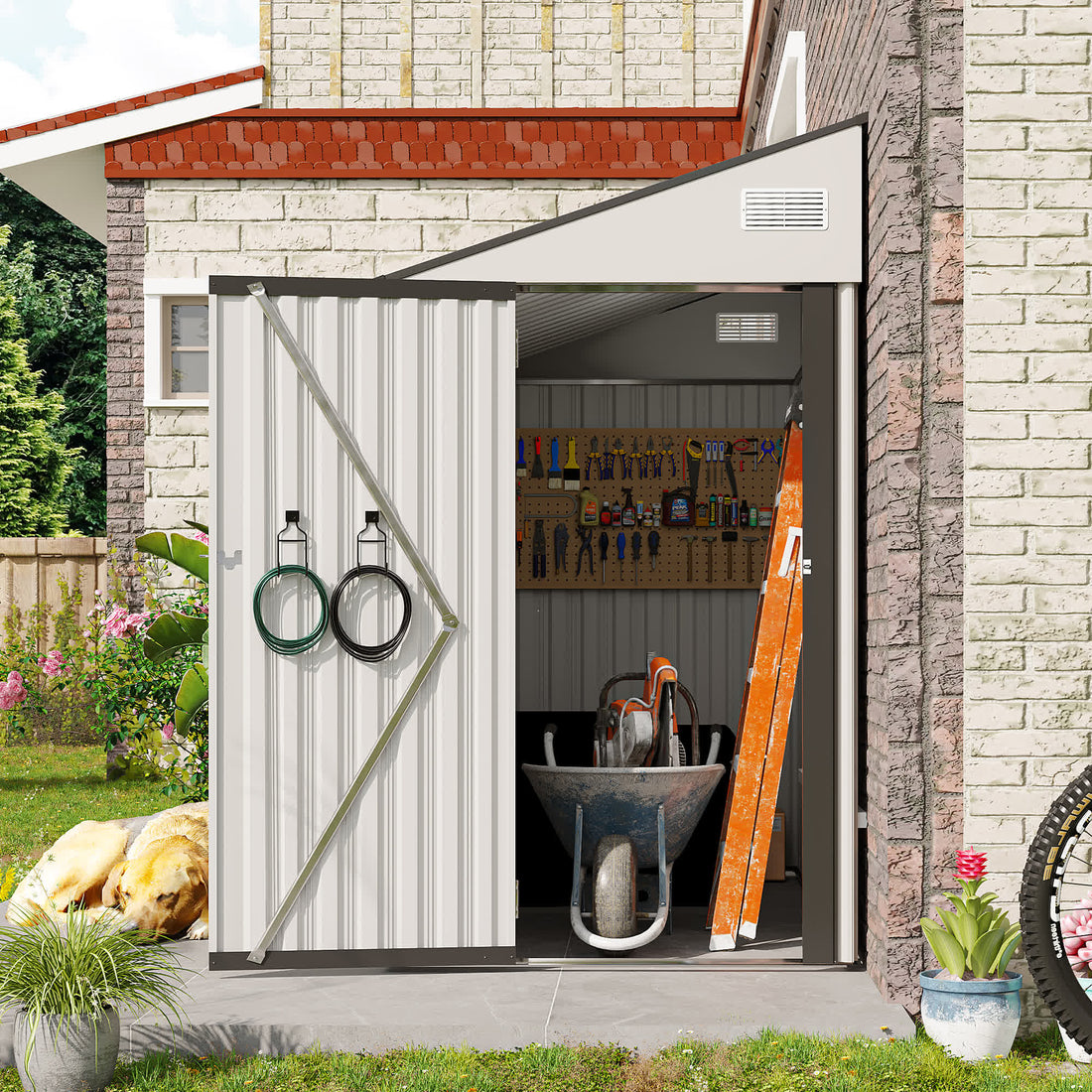 Iffhome Storage Shed with Single Hinge Door