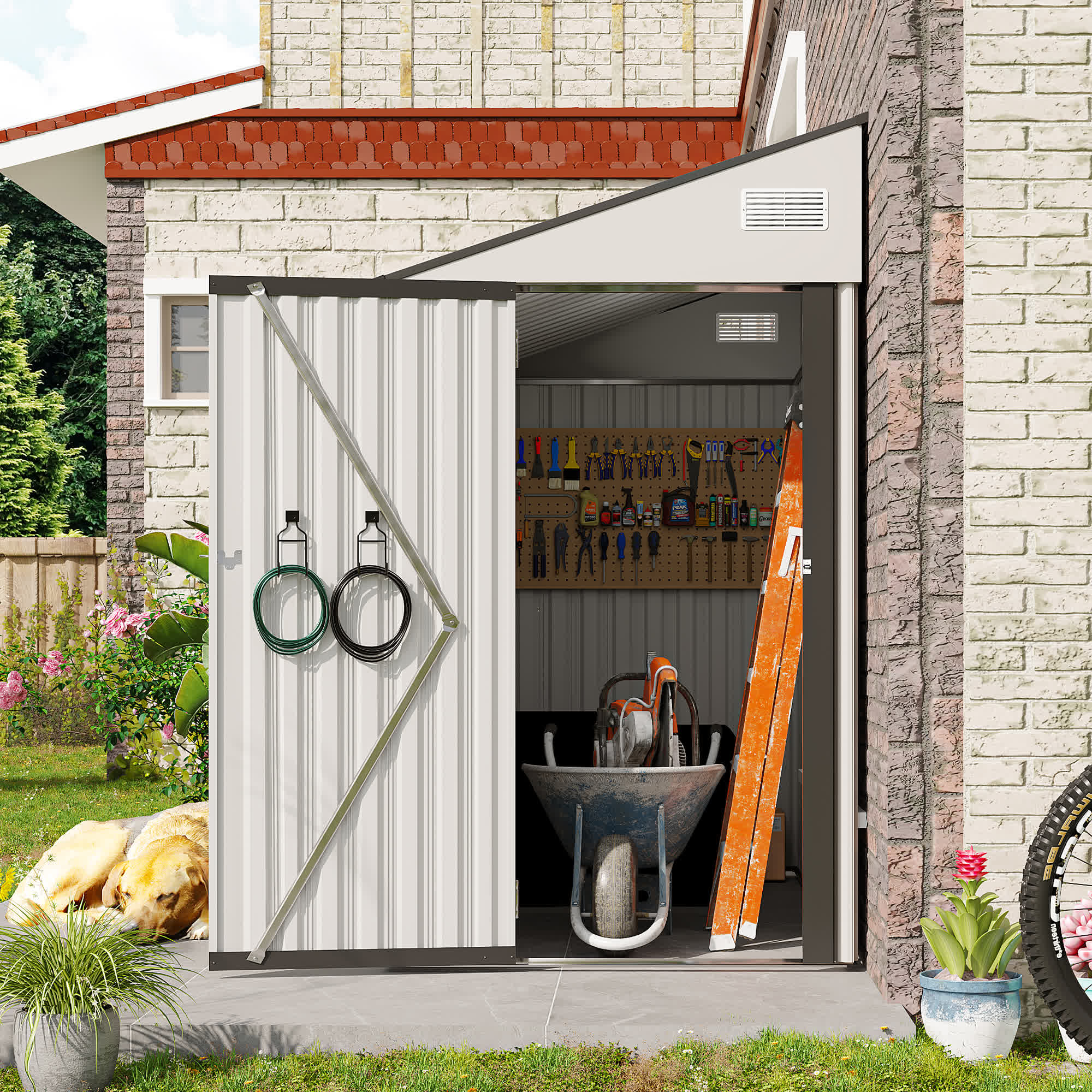 Storage Shed with Single Hinge Door