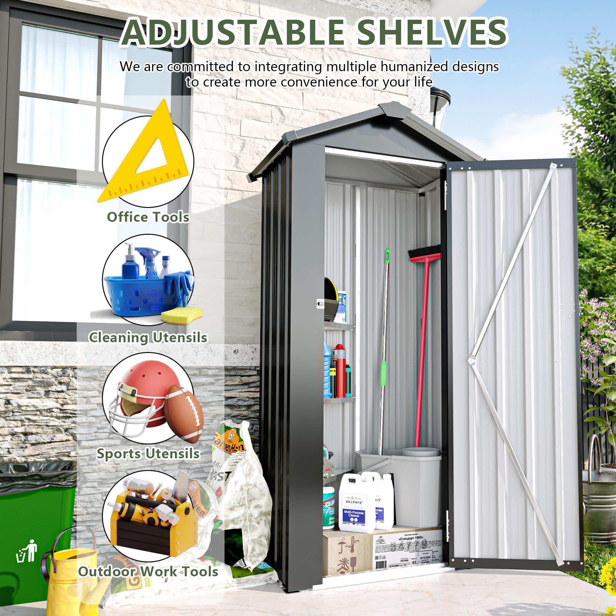 Waterproof Garden Tool Storage Lockable Shed