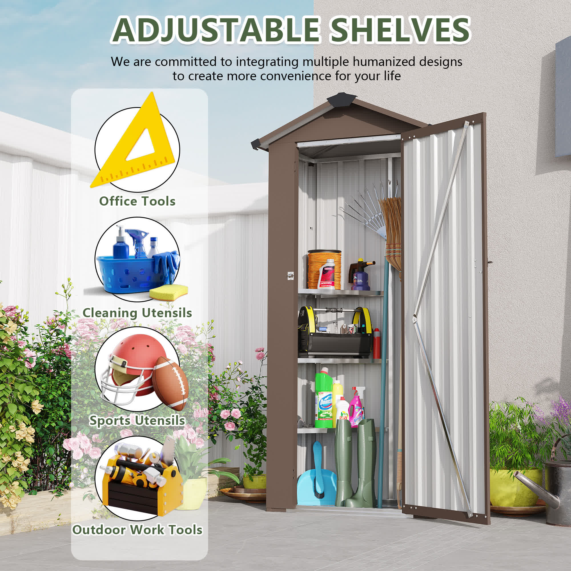 Waterproof Garden Tool Storage Lockable Shed