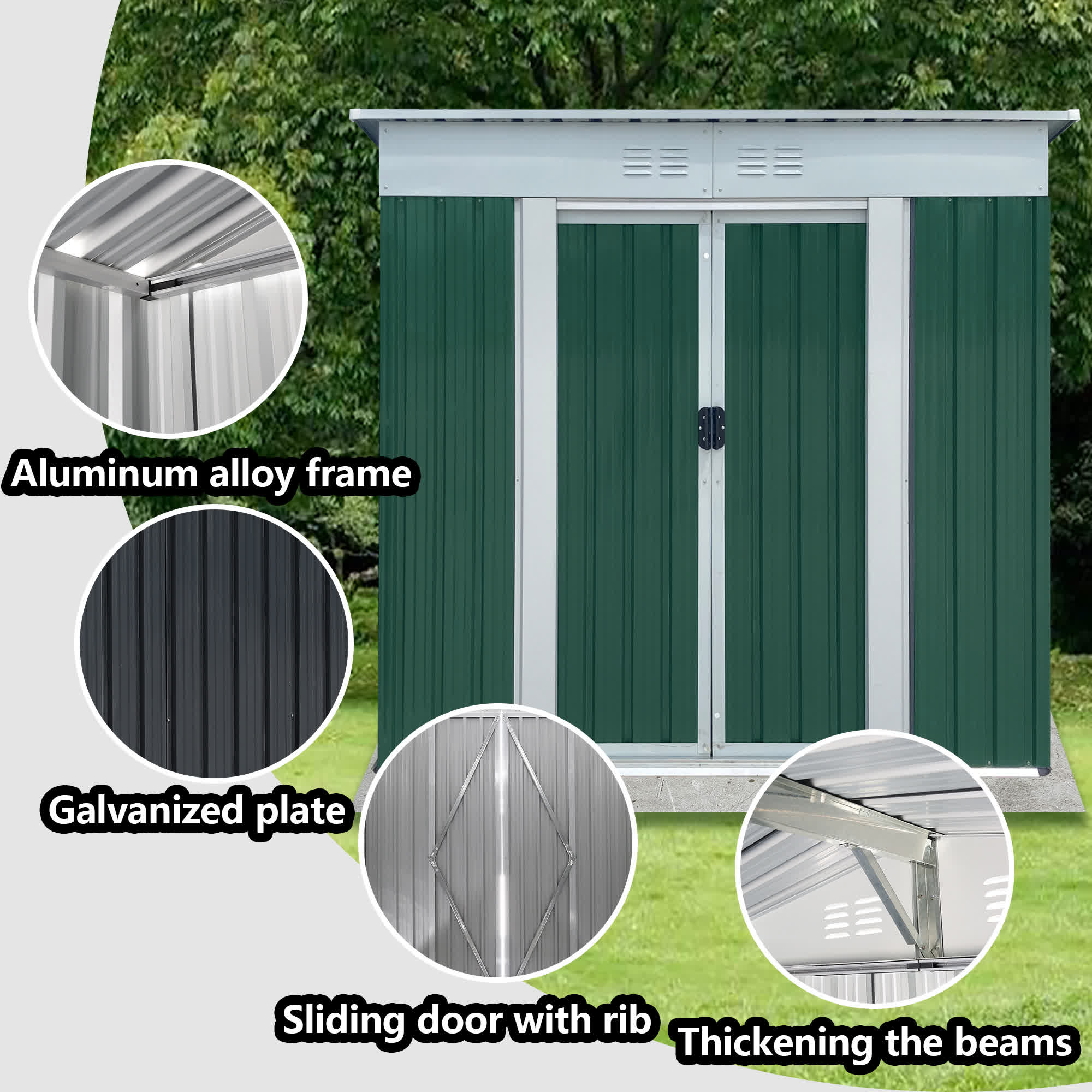 Green Outdoor Garden Storage Sheds
