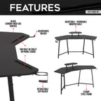 Gaming Desk with Shelf & Accessory Holders - image 2