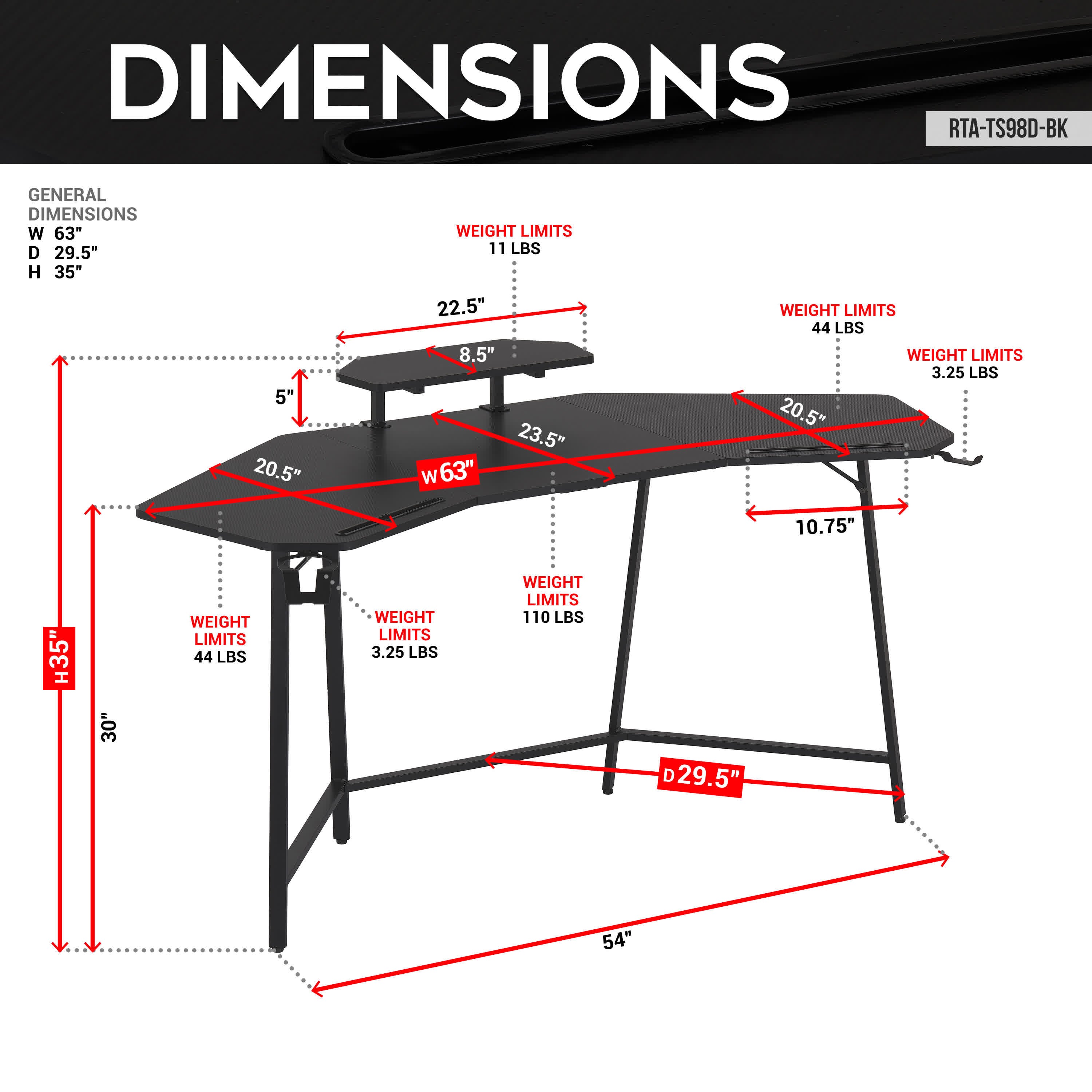 Gaming Desk with Shelf & Accessory Holders - image 11