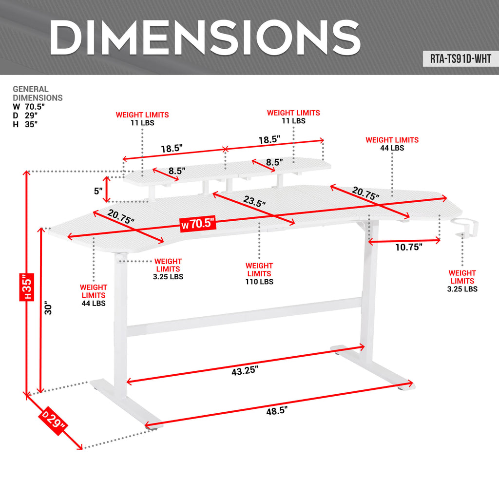 Modern Gaming Desk with Shelves & Accessory Holder - image 25