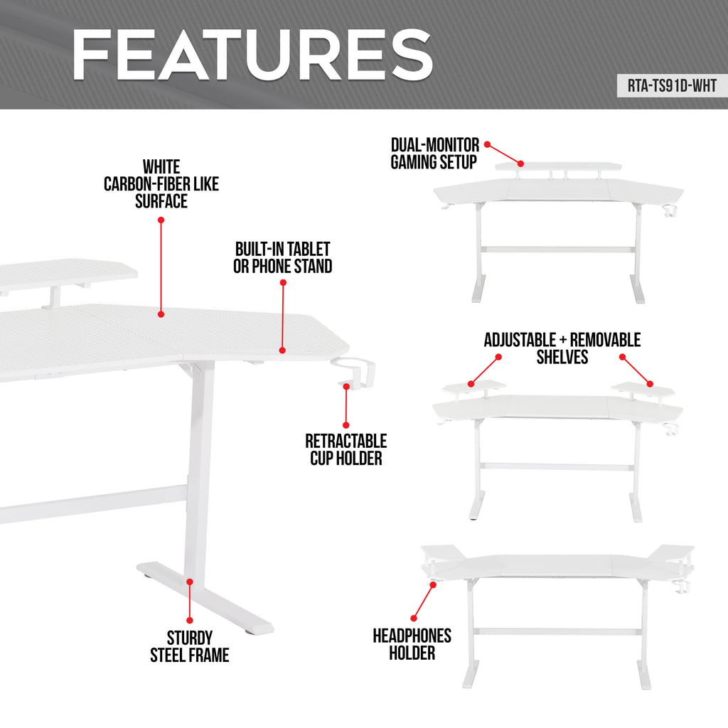 Modern Gaming Desk with Shelves & Accessory Holder - image 15