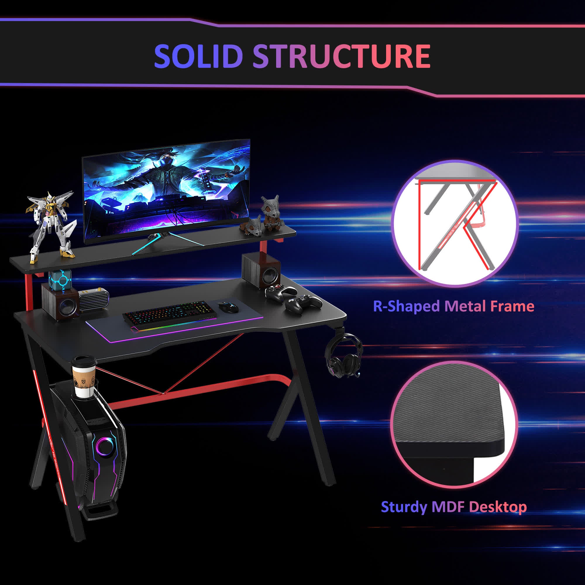 Elevated Monitor Shelf Gaming Desk