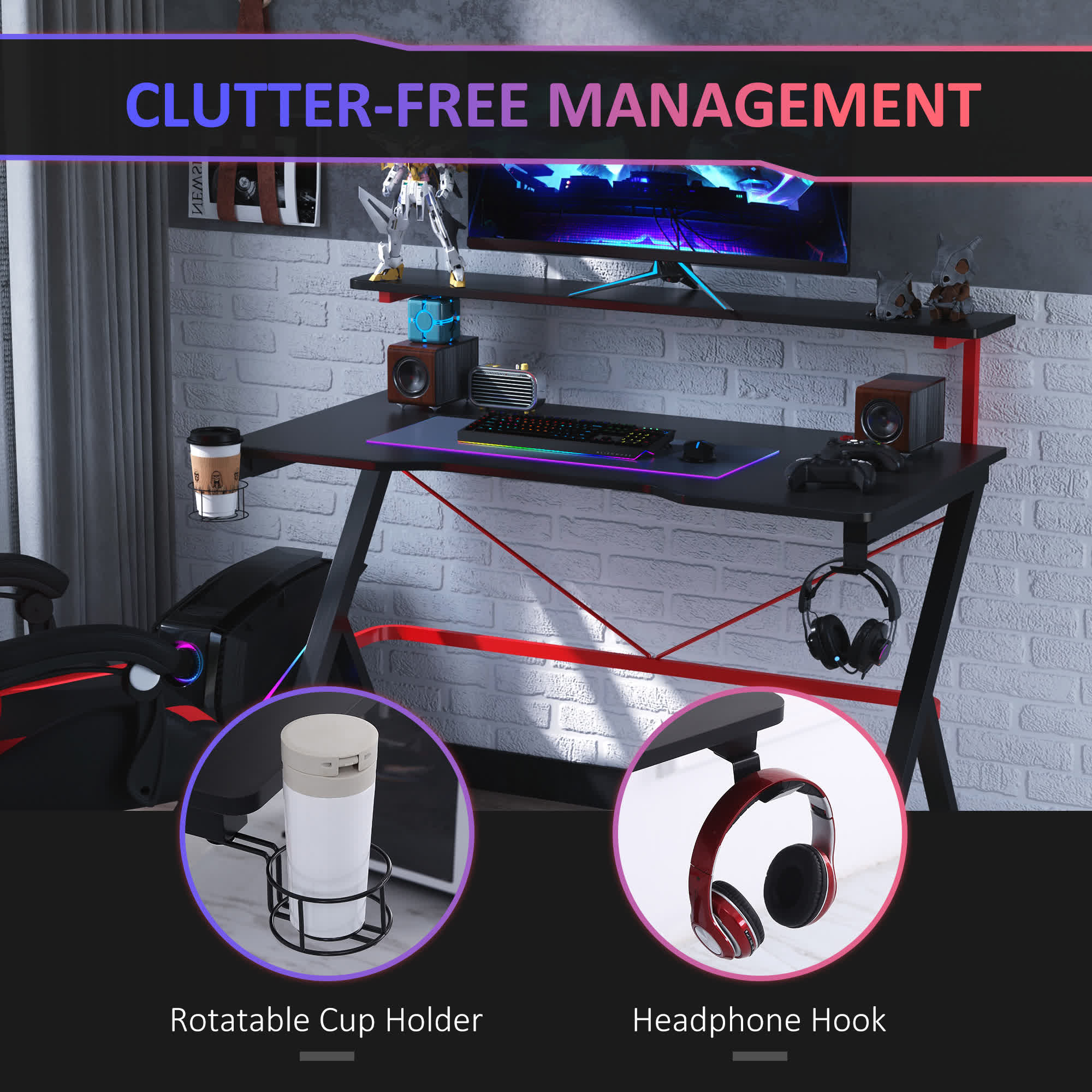 Elevated Monitor Shelf Gaming Desk - image 3