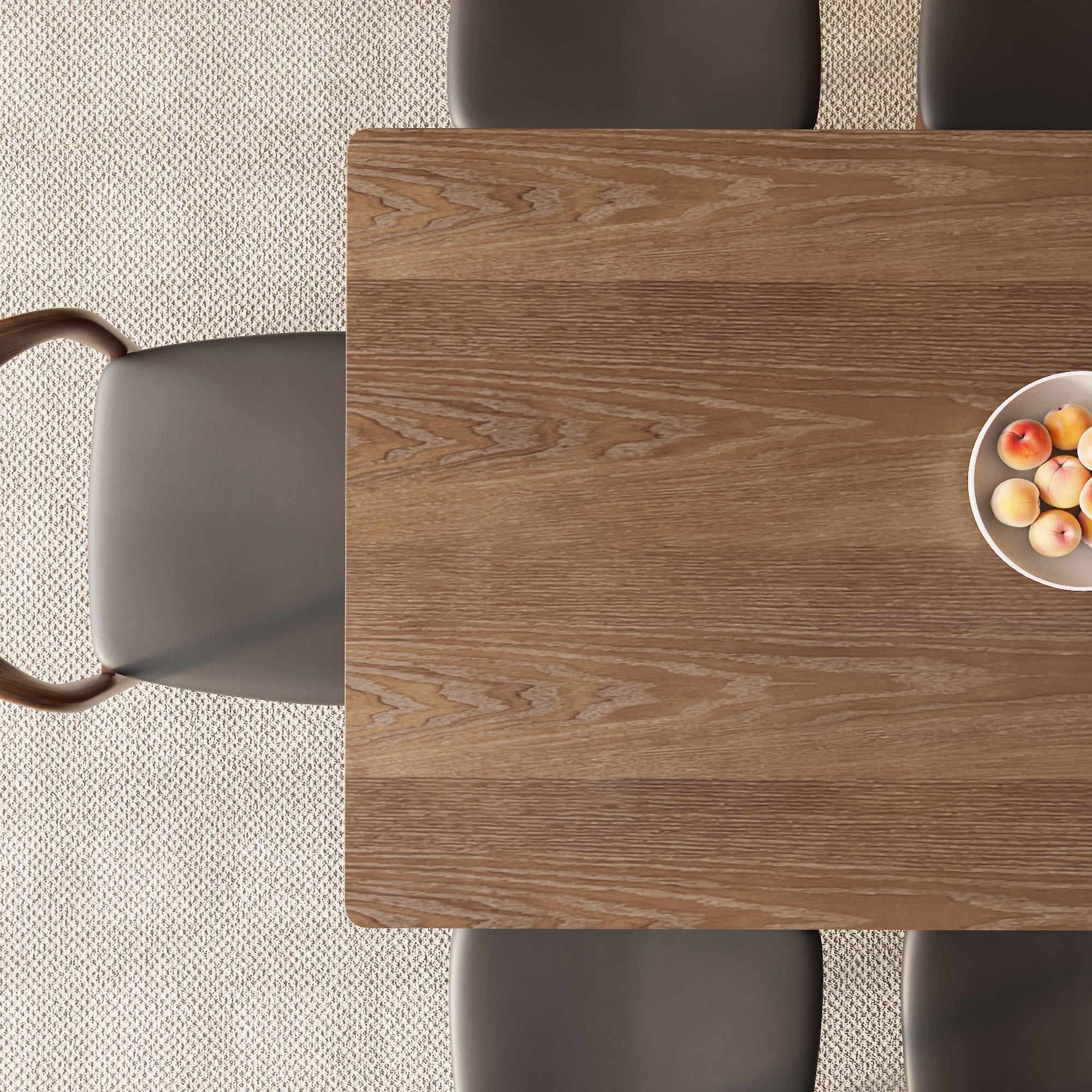 Rectangular Solid Wood Dining Table With Double Arch-shaped Pedestal