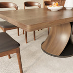Rectangular Solid Wood Dining Table With Double Arch-shaped Pedestal - image 5
