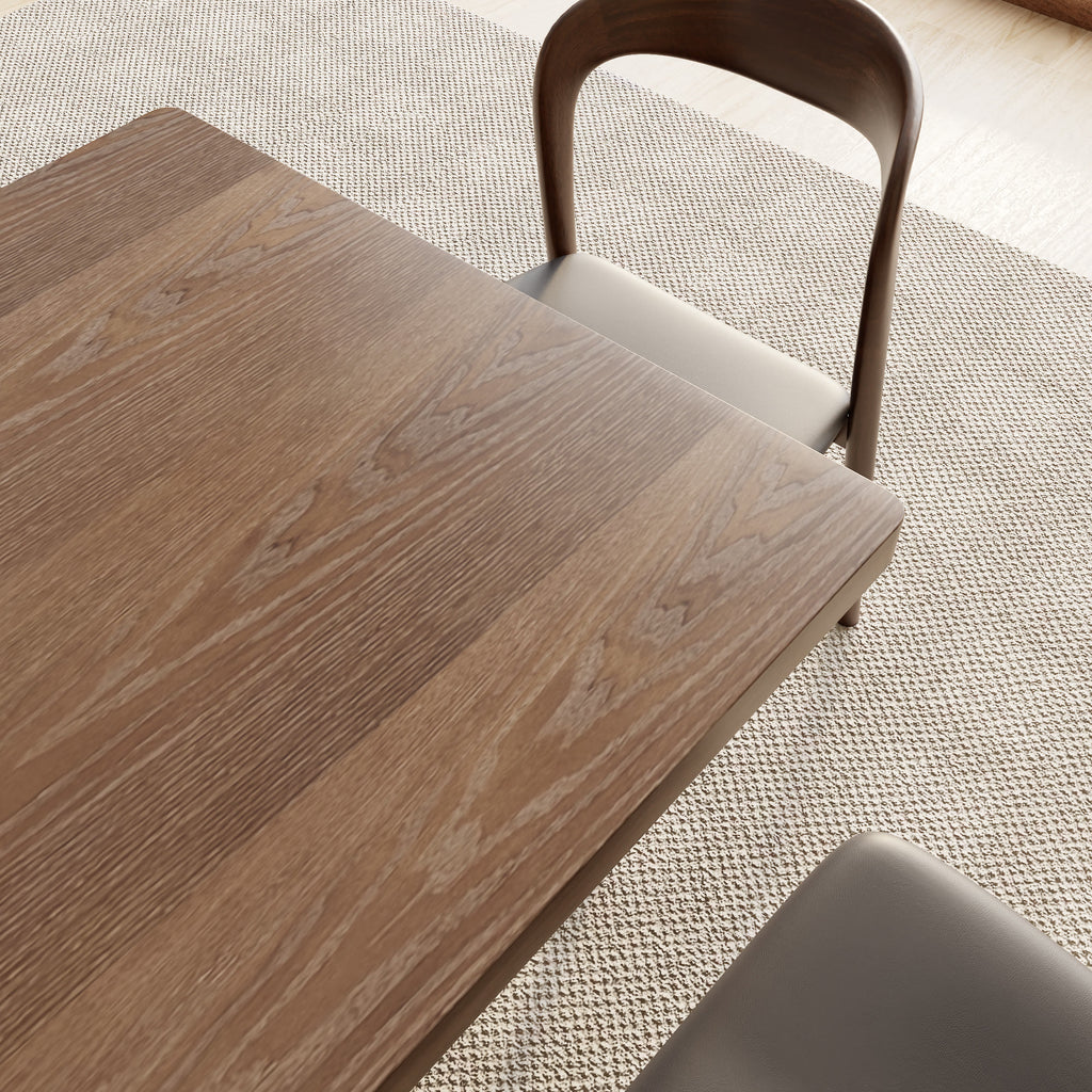 Rectangular Solid Wood Dining Table With Double Arch-shaped Pedestal