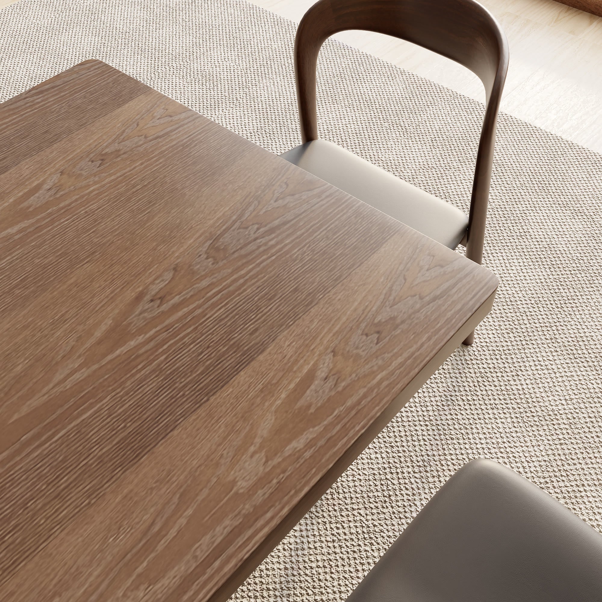 Rectangular Solid Wood Dining Table With Double Arch-shaped Pedestal