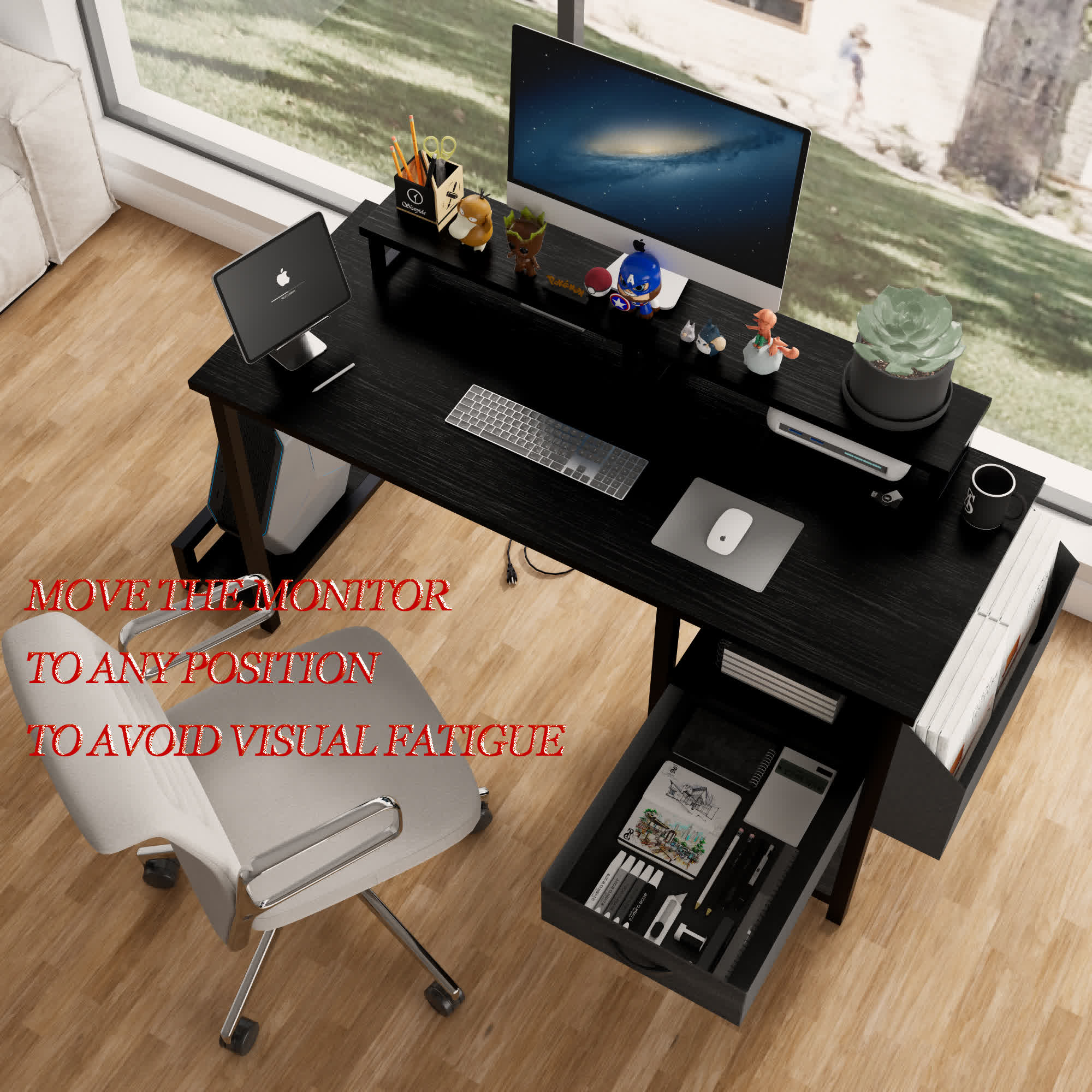 Computer Desk with Large Side Pocket - image 4